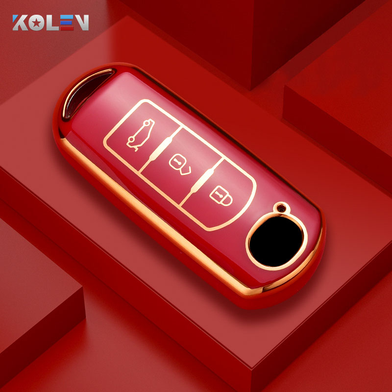 Modne etui z TPU na kluczyk zdalnego sterowania do Mazdy 2 3 5 6 BL BM GJ Atenza Axela Demio CX-3 CX3 CX-5 CX5 CX7 CX-9 CX8 Keyless: Złota