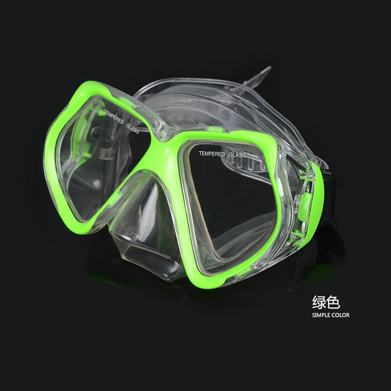 Dykkermaske snorkel svømmemaske hærdet glas snorkel maske silikone undervandsmasker dykkerudstyr: Grøn