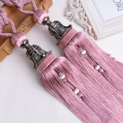 Europa 2 stuks gordijn kwasten franje borstel banden strikken hangende bindtouwen riem gesp haak houder gordijn accessoires strik: Roze