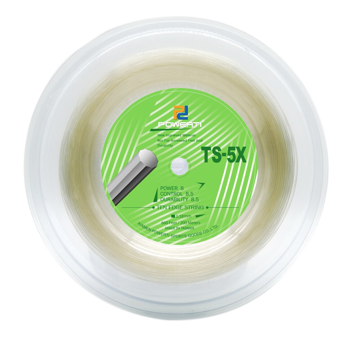 Powerti 1.18Mm Tien Rand Harde Draad Tennisracket String 200M Reel Tennis String Cycloon TX-5: Default Title