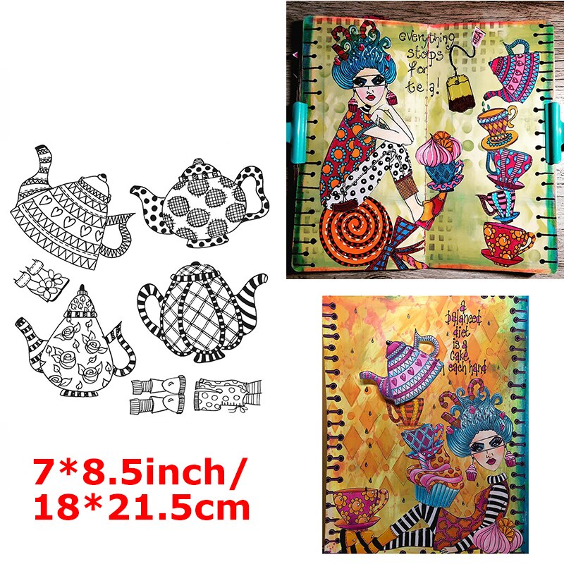 Clear Stamps Delicious Cupcake Candy Teapot Plate Silicone Stamps Flowers Stylist Attractive Headdress Hat 2022 Stamps: 6