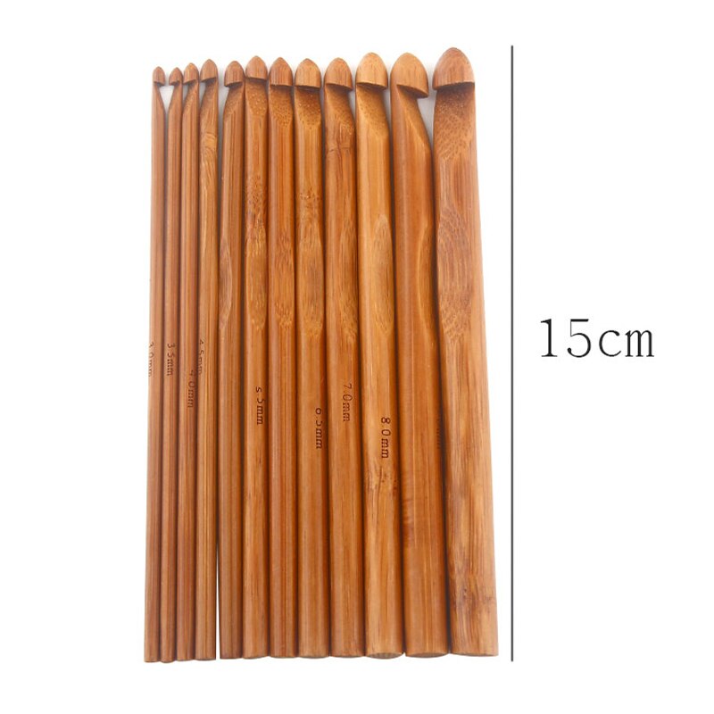 12 Size MXZ5 Bamboe Haaknaalden Breinaalden 3-10Mm Trui Verkoolde Breinaalden 12 Stks/set