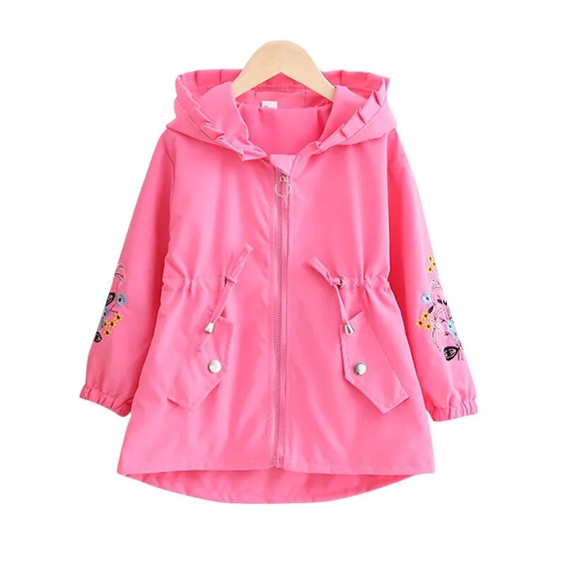 Autumn Winter Children Girls Hooded Outwear Jackets Clothing Kids Girls Zipper Windbreaker Waterproof Tops Teenagers Trench Coat: Style-3 / 120cm