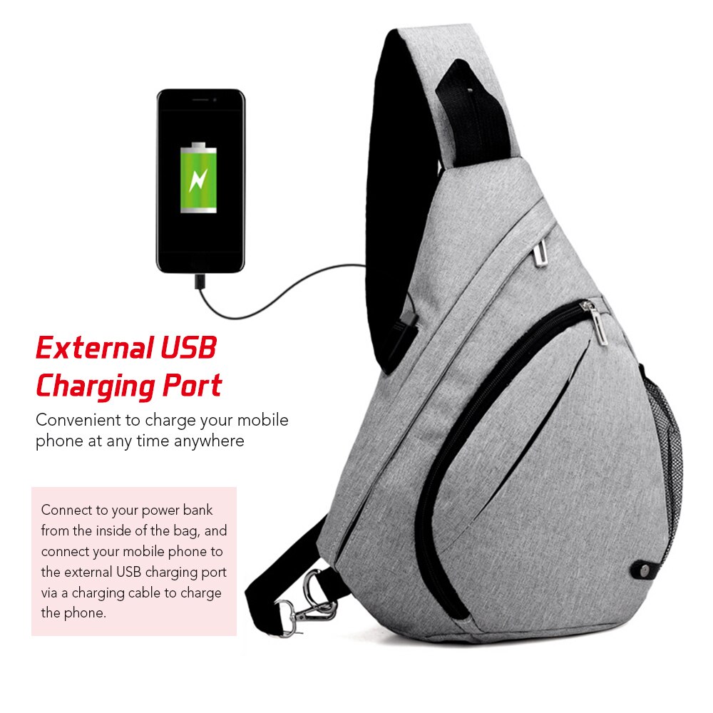Men Sling Bag Backpack Crossbody Shoulder Bag Travel Daypack With USB Charging Port for Outdoor Hiking Climbing Cycling