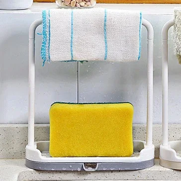 1Pc Aanrecht Schotel Spons Opbergrek Vaatdoek Droogrek Spons Afvoer Water Holle Lade Keuken Accessoires Organizer: Light Grey