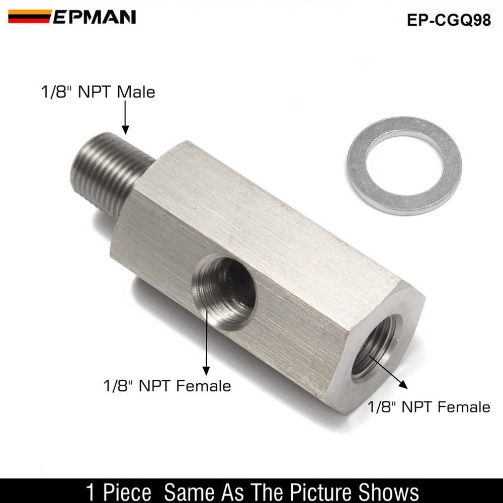 EPMAN 1/8'' NPT & 1/8" BSPT & M10 Oil Pressure Sensor Tee Adapters Turbo Supply Feed Line Gauge Stainless Steel CGQ200: CGQ98