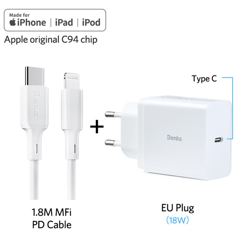 Benks MFi PD Kabel Typ C Für Apfel Hafen Schnelle Ladekabel Für iPhone X/Xs/Xr/ 8 Plus PD Energie Adapter USB C Kabel Für iPad Profi