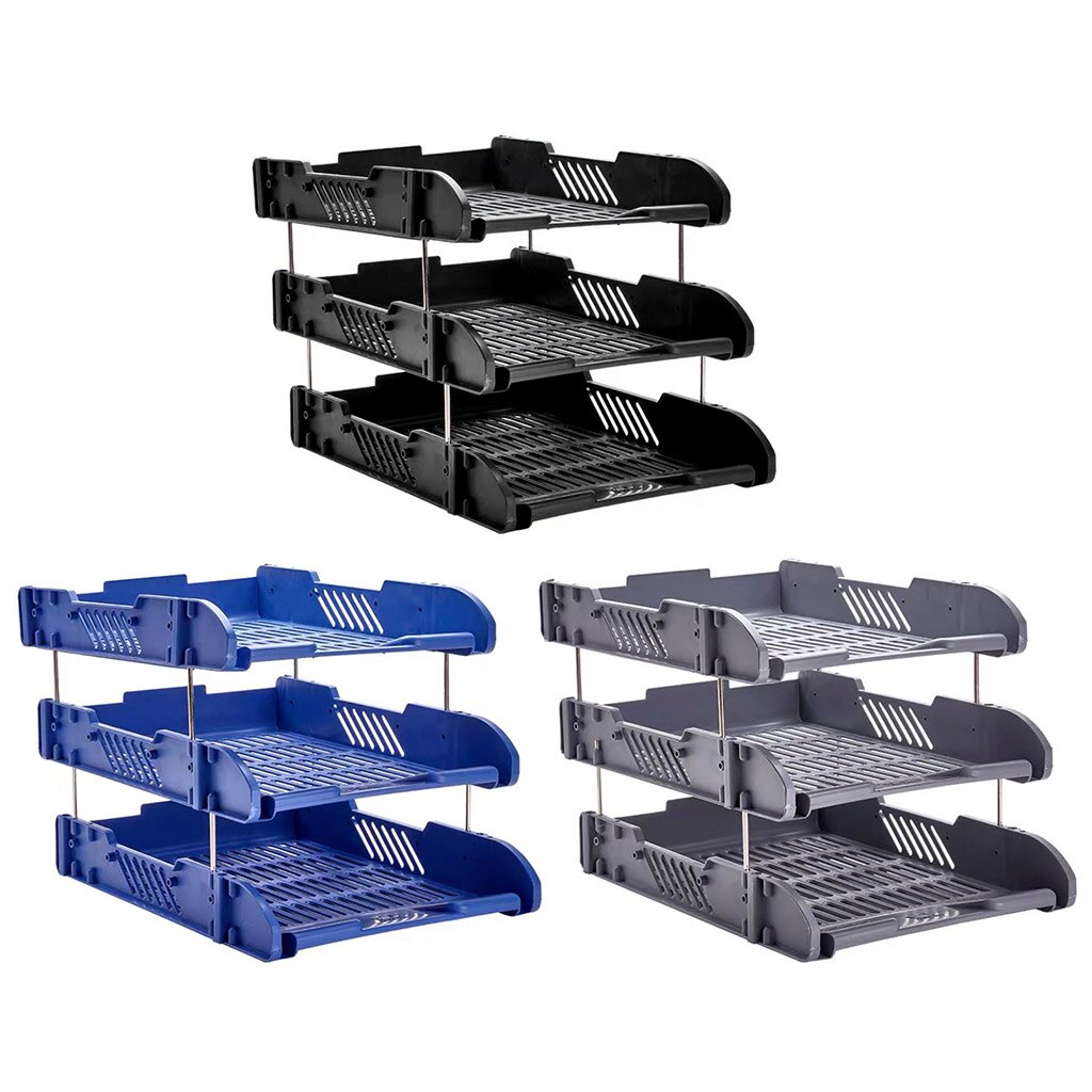 3 Layers Plastic File Basket, Thicken Plastic File Desktop Storage Shelf, Rack Document Holder, School Home Office Supplies