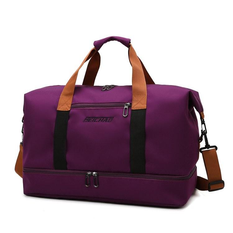 Grote Capaciteit Reistas Mode Vrouwen Yoga Mat Fitness Sporttas Waterdichte Sport Handtas Schoudertas: Purple