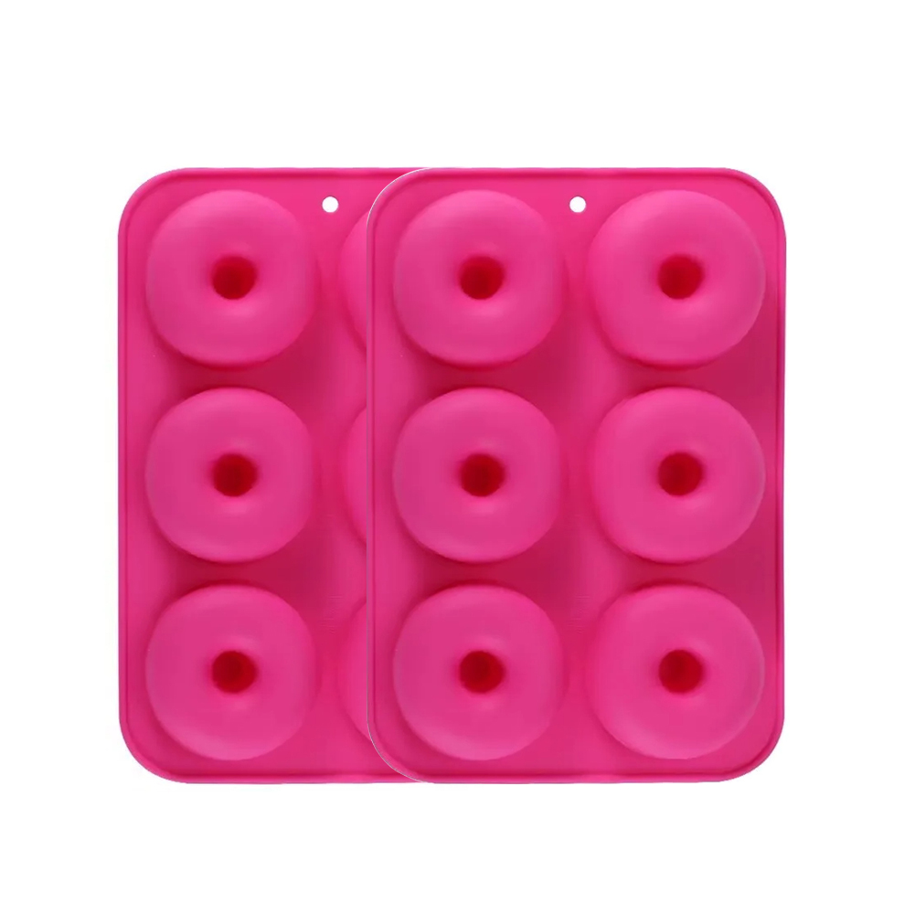 6 Holes Silicone Donut Mold Bagel Pan Non Stick Baking Heat Resistance Mini Cupcake Mould Doughnut Maker Pan Baking Tool: Red