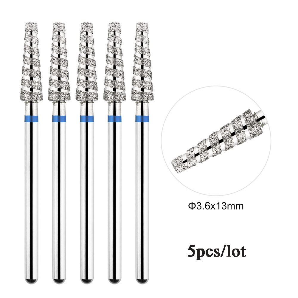5 unids/lote brocas de diamante para uñas Tornado llama cutícula broca Pro brocas de archivo eléctrico ruso para manicura y pedicura de uñas 3/32'': Amarillo azul