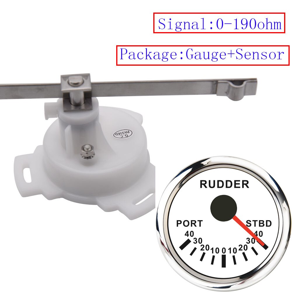 Boat Marine Rudder Angle Indicator With Rudder Angle Sensor 0-190ohm Sailing Boat Pack of 1 Rudder Angle Meter 52MM Gauge RedLED: WS with Sensor