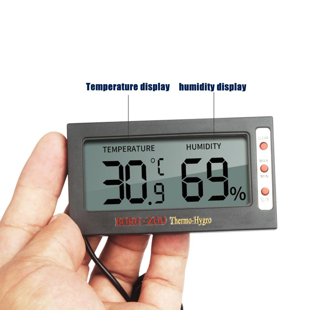 Reptil elektronisk termometer hygrometer med sugekopp krypdyr boks sylinder temperatur og fuktighet måleverktøy