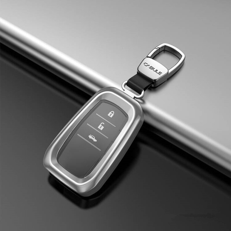TPU Car Key Case Full Cover Shell For TOYOTA RAV4 Alphard FJ CRUISER Car Keychain: squarebuckleB-Silver