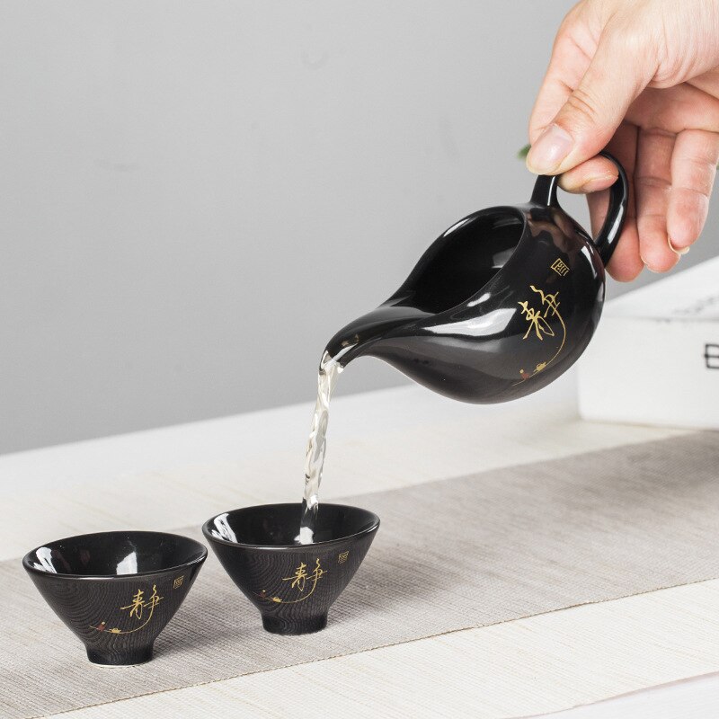 Juego de té automático para vagos, Molino de Piedra de té, tetera de cerámica, juegos de té de kungfú con caja de