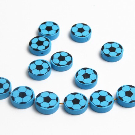 Cute Football Pattern 20Pcs Lead-Free Wood Beads For Jewelry Making Accessories Bracelets DIY Craft For Child 20mm: Color 13