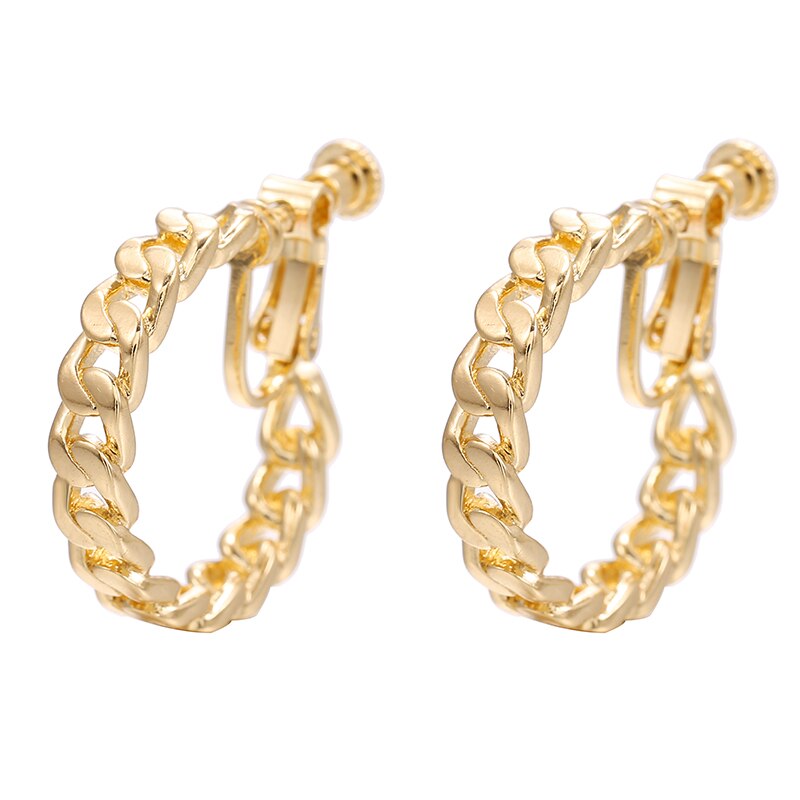 nouvelle à la minimaliste Clip boucles d'oreilles chaîne tressée Non percé boucles d'oreilles pour femmes bijoux saint valentin: gold