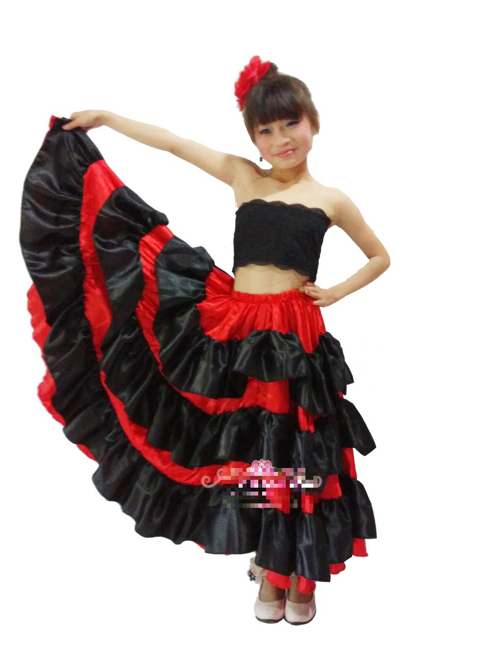 Kid's Flamenco Dance Dress Girl Flamenco Dresses Spanish Paso Doble Dance Costume For Girl Samba Ballroom Dresses