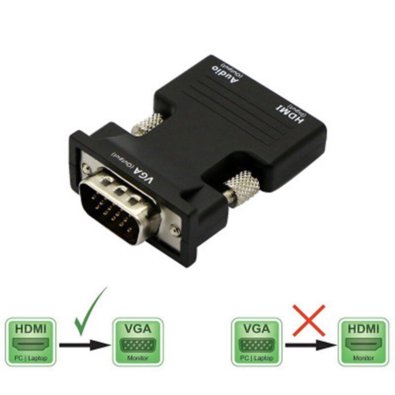 HDMI auf VGA BUCHSE Konverter mit o Adapter, Unterstützt 1080P Signal Ausgang