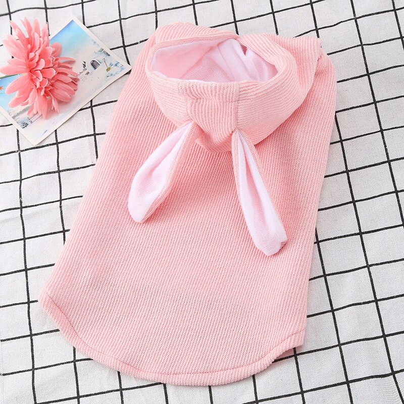Cute Rabbit Ear Pet Dog Clothes For Small Dogs Coat Winter Dog Hoodie Puppt Cat Clothing For Dogs Costume Pet Outfits Ropa Perro: White / L