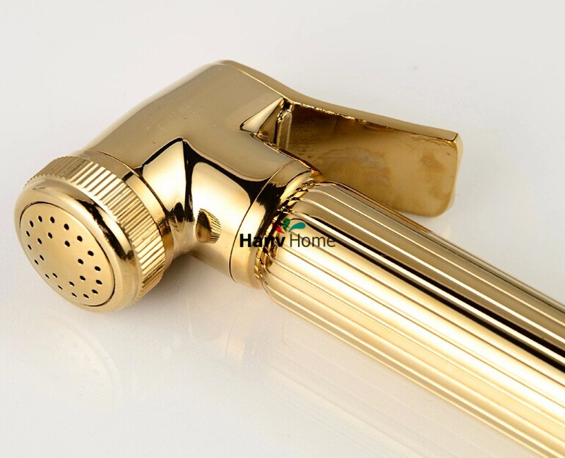 Torneira kraan wc goud hand held luier bidet sproeier douche shattaf spray douche kit jet & koper golden houder & 1.5 m slangen