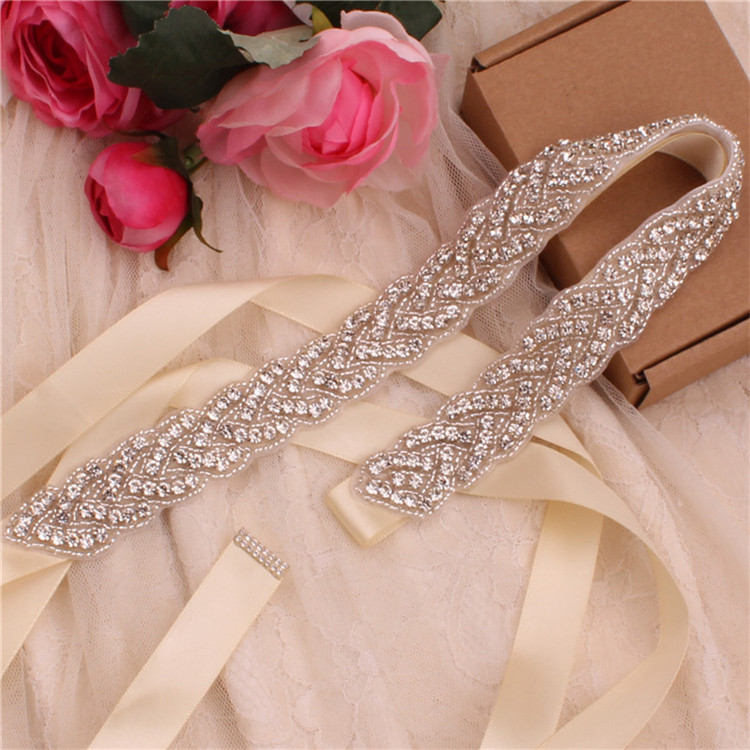 Braut gürtel hochzeit kleid gürtel damen gürtel abendkleid zubehör silber diamant brautjungfer gürtel hochzeit zubehör: Champagner