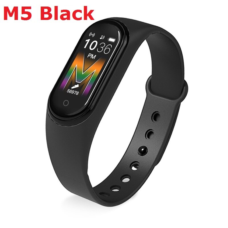 M5 m45 smartband sport fitness armbandsur fitness tracker smartband blodtryck pulsmätare vattentätt armband: M5 svarta