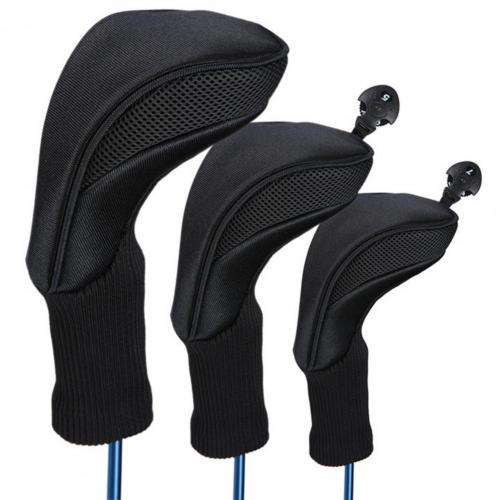 3Pcs Anti-wear Golf Club Cover Cap Cue Protection Sleeve for Outdoor Sports: Black