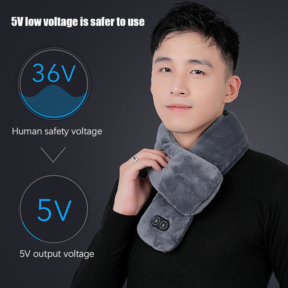 Vrouwen Mannen Zachte Temperatuurregeling Pijnbestrijding Cervicale Massage Schouder Hals Wrap Usb Verwarmde Sjaal Wasbare Winter Warm