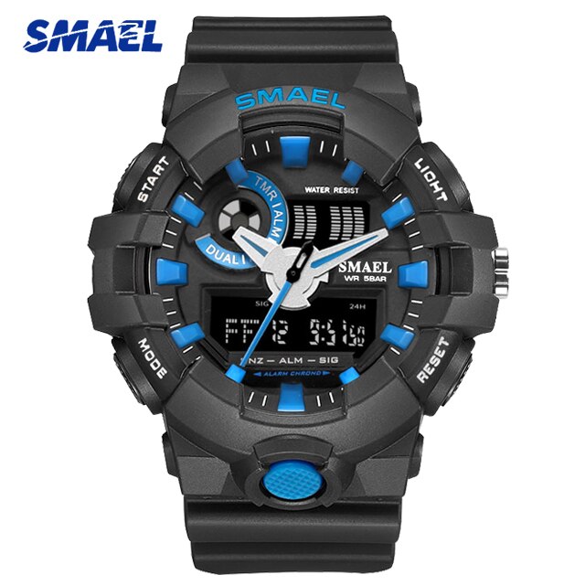 SMAEL Blue Camouflage Sports Watches Men Digital Wrist watches Man Student Quartz Electronic Dual Display Wristwatches: WS-1642A-04