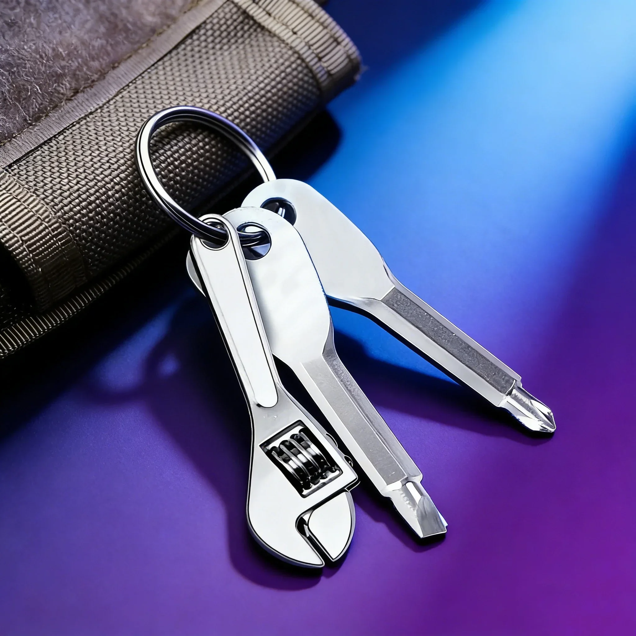 Stainless Steel Keychain Multitool - Mini Wrench, Screwdriver & Repair Kit for EDC & Outdoor Use