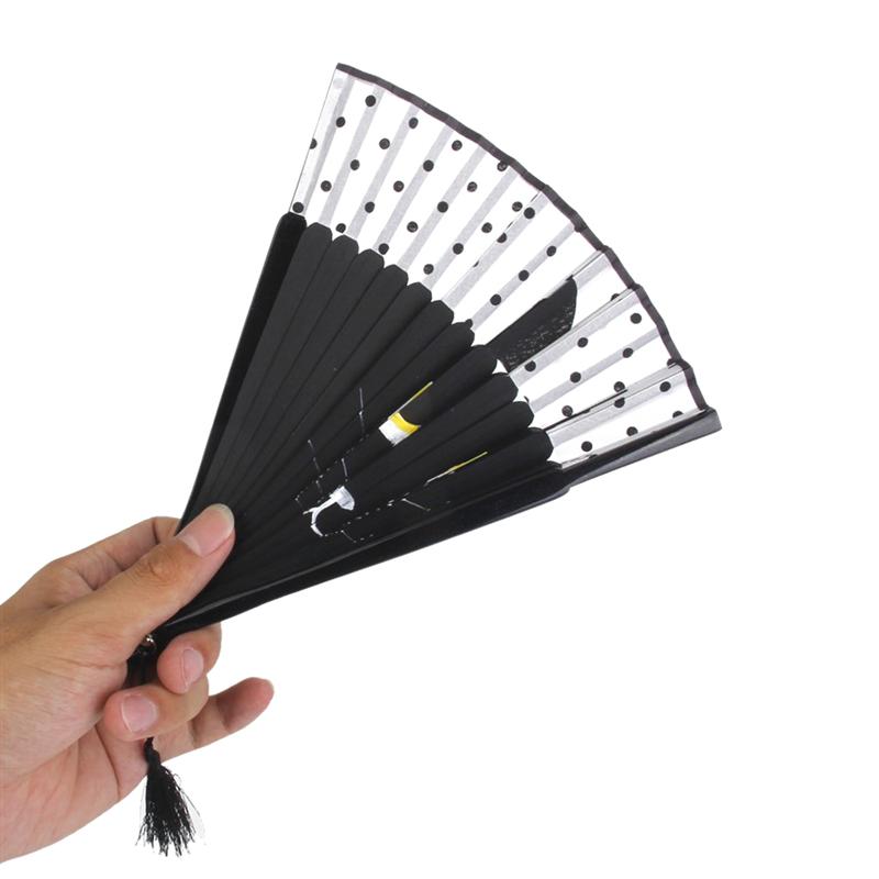 1pc dekorative vifter vintage kinesisk silke fan håndholdt fan tegneserie kat print foldning boligdekoration håndværk  a3