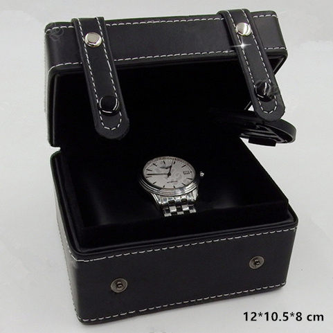 Lederen Horloge Doos Zwart Speciale Luxe horloge Opbergdoos Met Knop Mode Geschenkdoos Voor Horloge W091