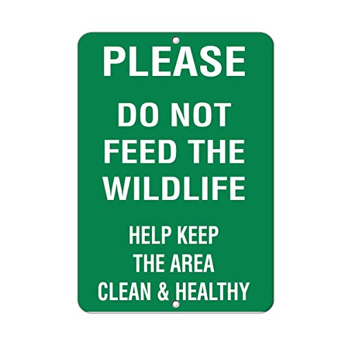 Metal Road Sign Please Do Not Feed Wildlife Keep Clean & Healthy Wall Decor Retro Tin Sign Aluminum for Wall Decor: GFF140