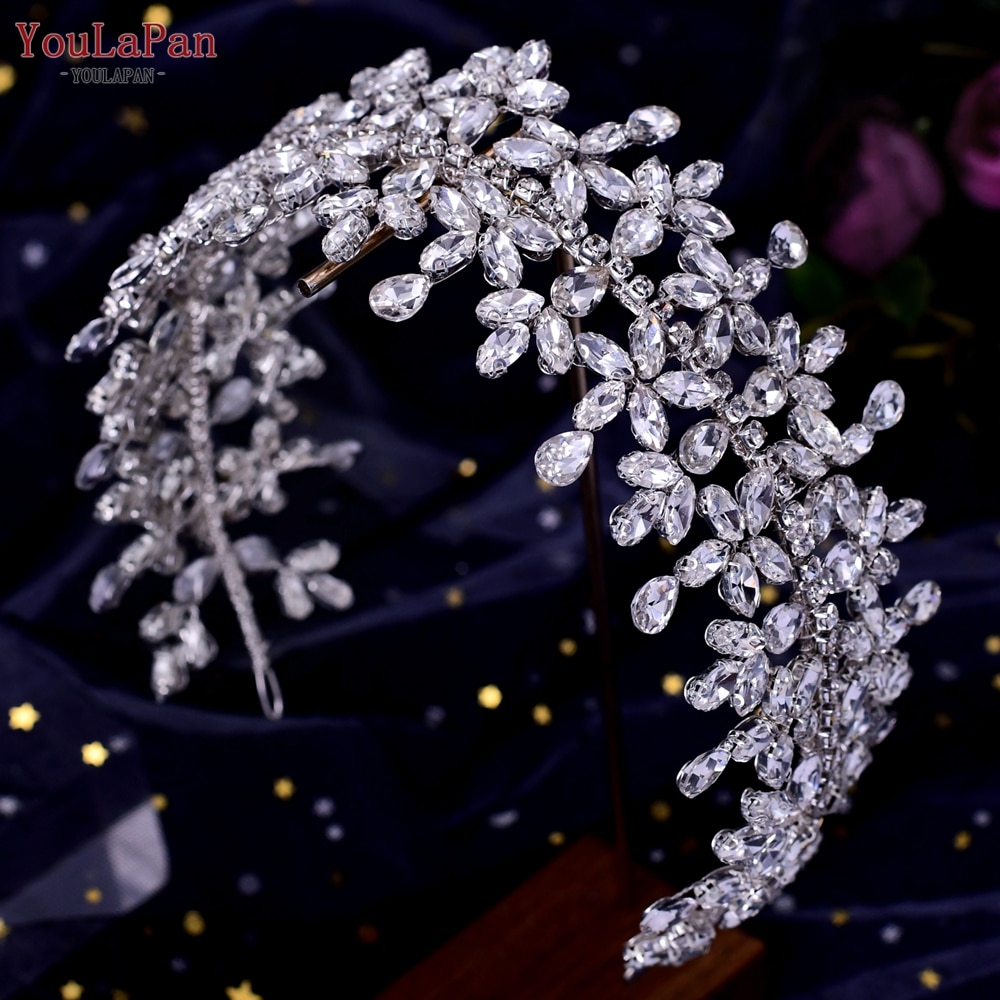YouLaPan Rhinestone ślubny nakrycie głowy panny młodej kobieta luksusowe akcesoria do włosów opaska na ślubne nakrycia głowy ślubna tiara HP409: Szampańskie złoto