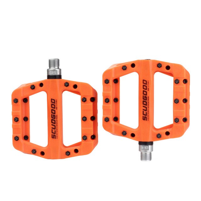 Bikein mtb pedaler nylon fiber ultralet flad pedal xc am bmx mountain road bike anti-slip fast gear big foot cykelpedaler: Orange