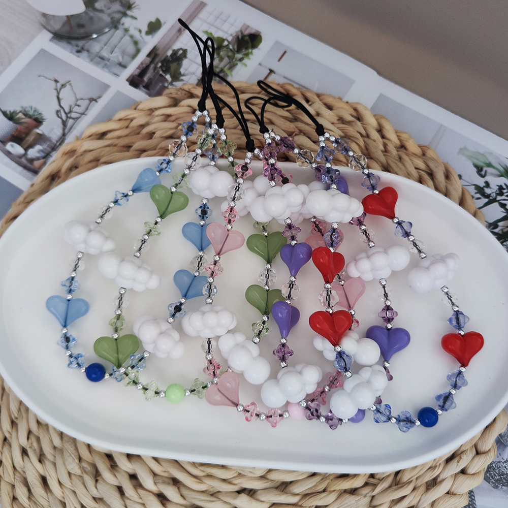 Herlook Heart Telefoonband Korea Mode Witte Wolken Telefoon Charme Voor Mobiele Telefoon Trendy Y Y 2K Accessories