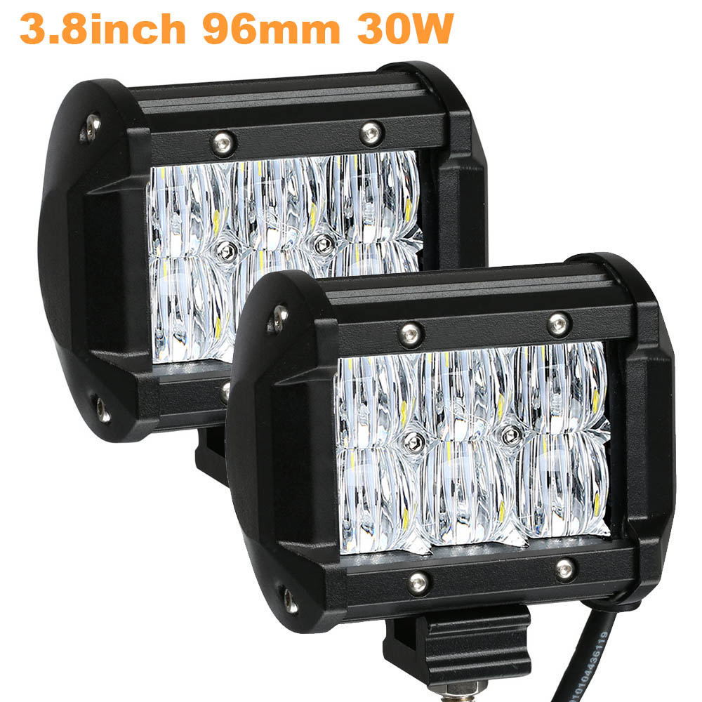 Weketory 4 6,5 4 9,3 12 17 pulgadas 30W 60W 90W 120W 180W 5D Barra de luz LED de obra para Tractor Boat OffRoad 4WD 4x4 camión SUV ATV 12V 24v: 2PCS 30W Flood