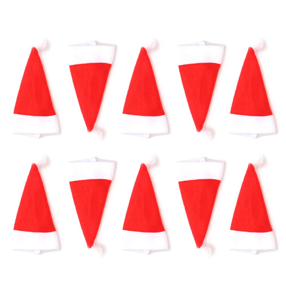 10 stk jul hat til bestik holder borddekorationer middagsselskab juledekoration til hjem mini julemanden hat cap: Default Title