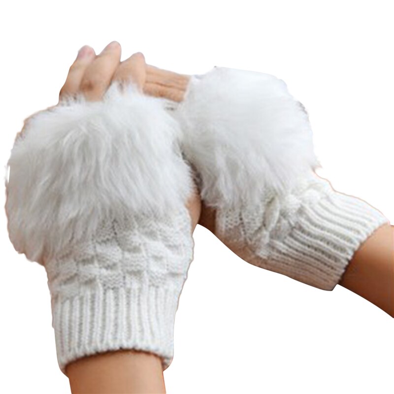 Winter Gloves Female Fingerless Gloves Without Fingers Women Cotton Warm Winter Gloves Hand Wrist Warmer: White