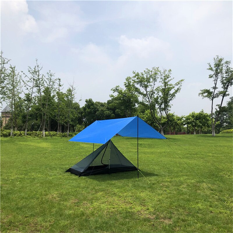 300 x 300cm anti uv ultralette solbeskyttelse bærbart strandtelt pergola markise baldakin camping grill vandtæt solbeskyttelse 3-4 personer: Blå