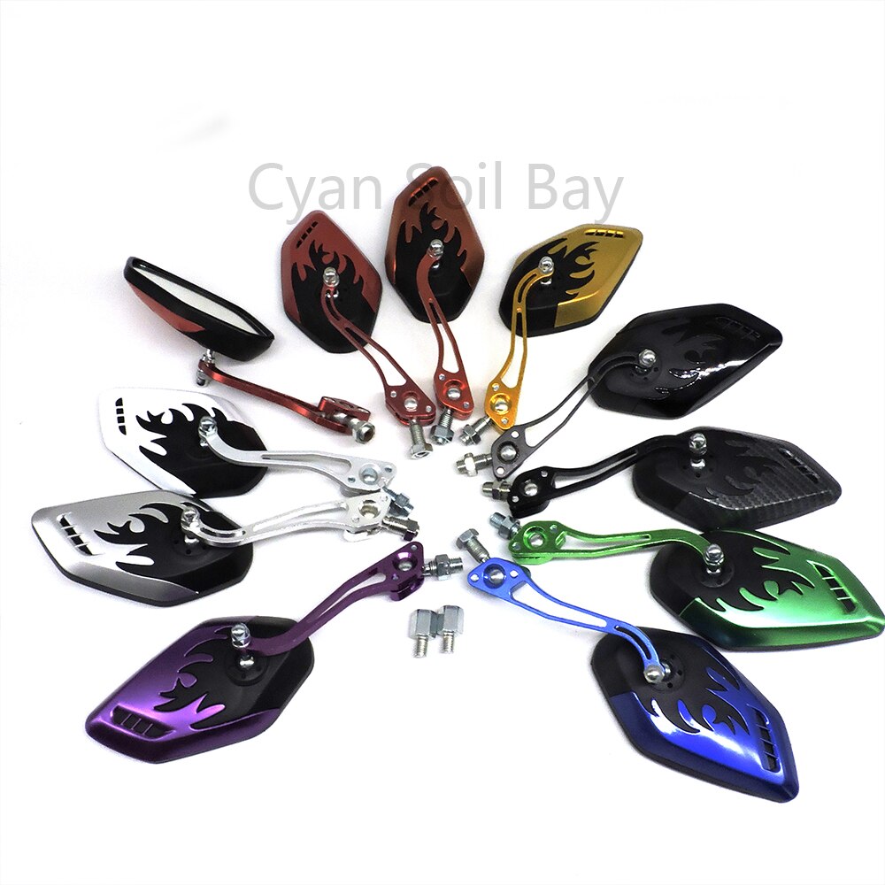 9 colores plano espejo 8mm 10mm tornillos Universal espejo retrovisor de motocicleta aleación de aluminio varilla + carcasa de plástico