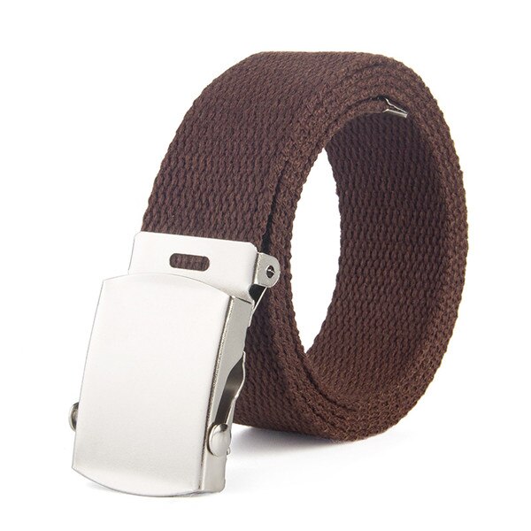 Riem modieus 9 kleuren zowel mannen als vrouwen riemen effen canvas automatische gesp riem herenriem 110cm: Bruin