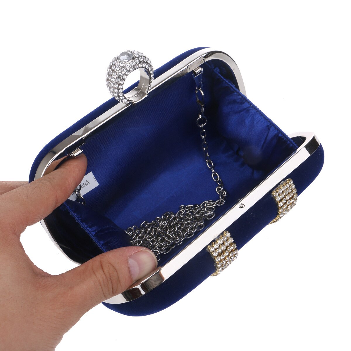 Aften clutch taske fest bryllup krystal clutches pung crossbody tasker til kvinder luksus kæde skuldertaske med rhinestone sac