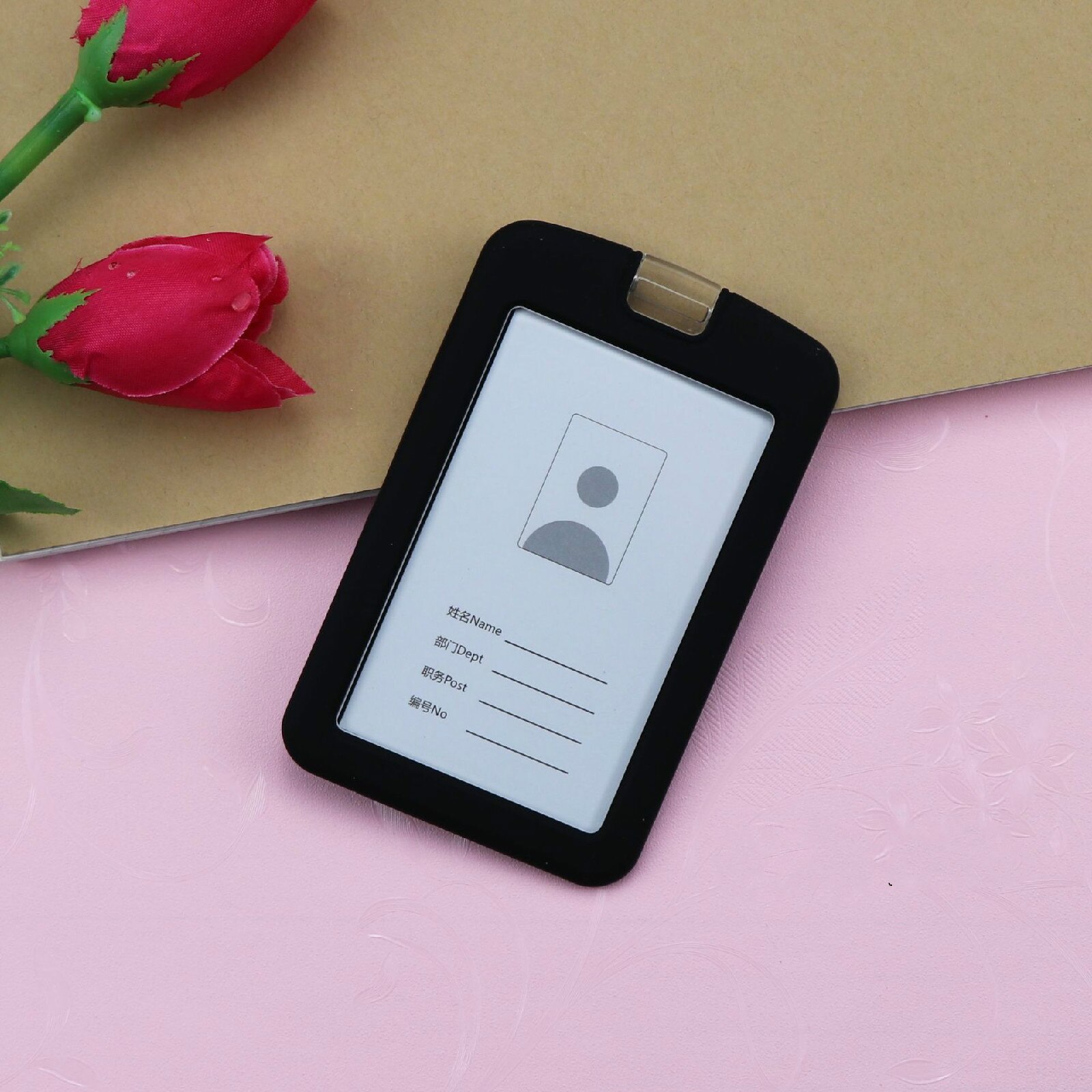 3/5pcs Credential Door Holders Credentials Holder Students Bus Card Case Lanyard Identity Badge Cards Cover Silicone Card Holder: Black / 3Pcs