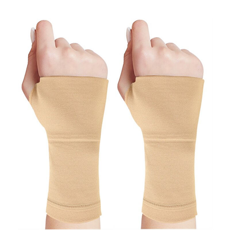 1 Pair Elastic Wristbands Fitness Yoga Wrist Palm Support Crossfit Powerlifting Gym Palm Pad Protector Wrist Wraps Guard Band: Palm support-Beige / L