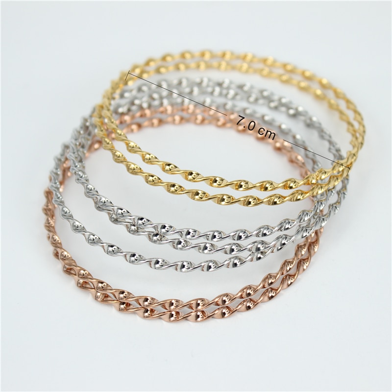 7 teile/satz Klassische dreifarbig einfache armbänder &Ampere; Armreifen edelstahl schmuck für frauen LH58