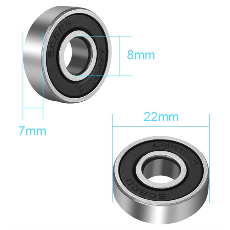 1-10 Uds 604 605 606 607 608 609 -2RS 2rs Rs 8x22x7 rodamiento rígido de bolas sellado de goma rodamiento en miniatura para Scooters 3D