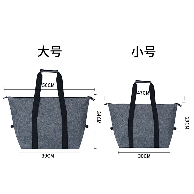 Termisk isolering køletaske stor kapacitet multifunktionel 2 størrelser husholdningsmad frokost picnic taske håndtasker totes rejse: Grå lille størrelse