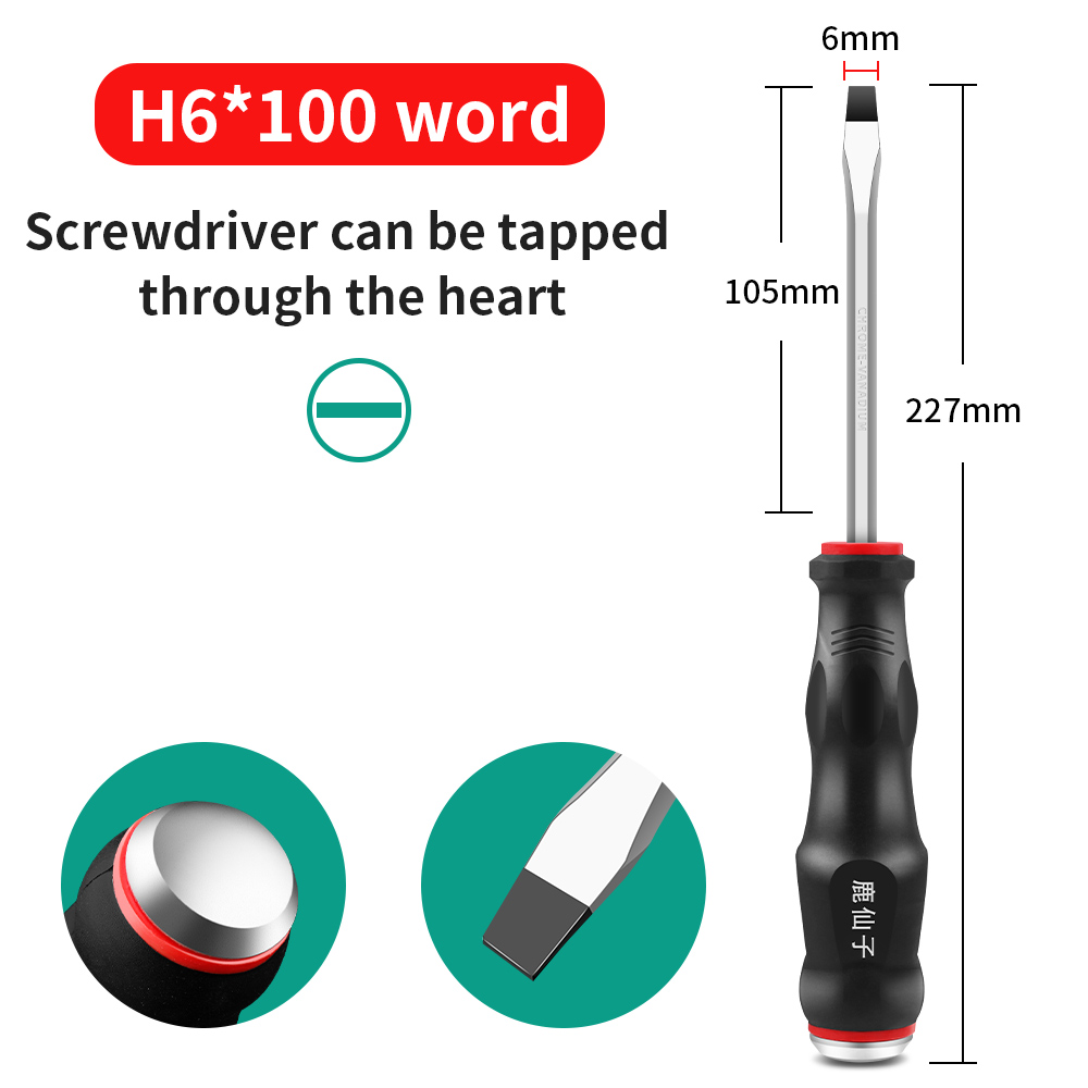 LUXIANI Longer Slotted Phillips Screwdriver Hammerable Hand Tools For Car Repair Household Can be knocked Magnetic Screw Driver: LXZ921167